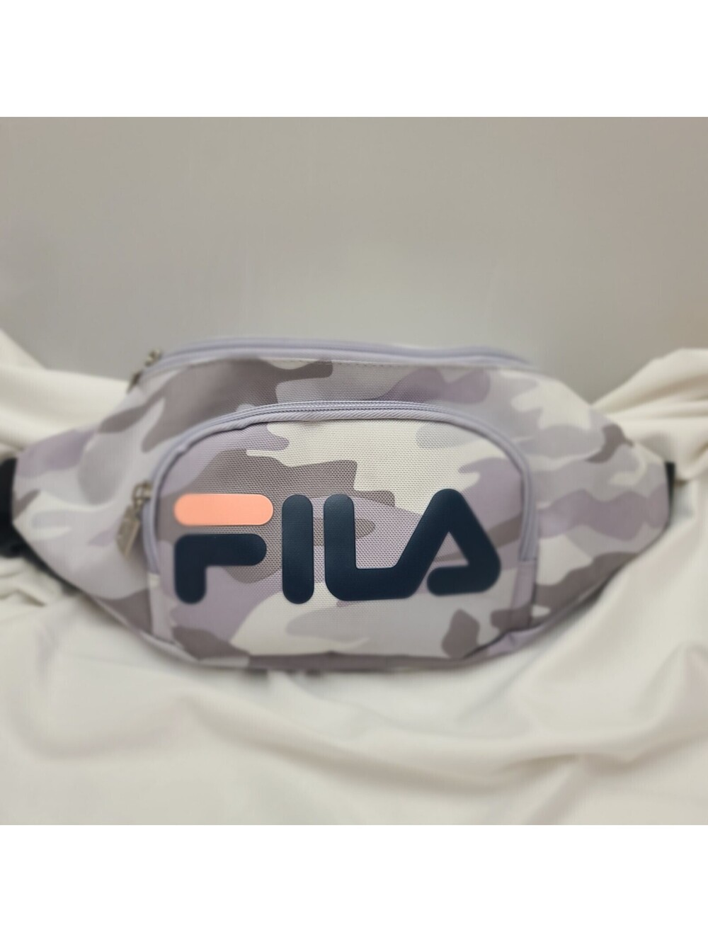 FILA Fanny Pack/Belt Bag 3 Colors of Gray Camo with Navy and Pink FILA Logo